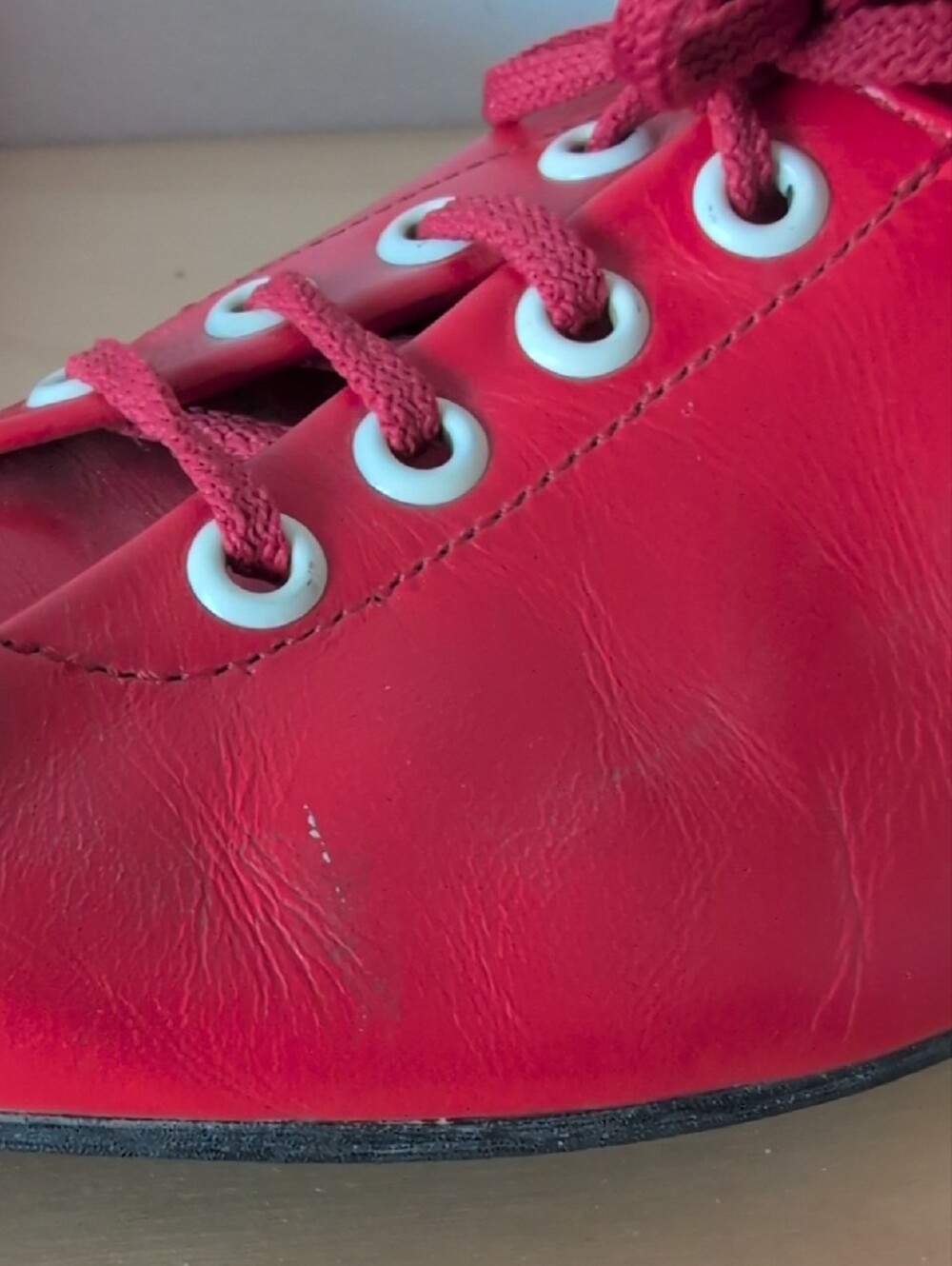Women’s Red Leather Lace-Up Flats - Picture 10 of 13
